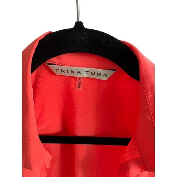 Trina Turk 100%‎ Silk Draped Blouse Coverup – Coral, P/S –$398 - Picture 3 of 5